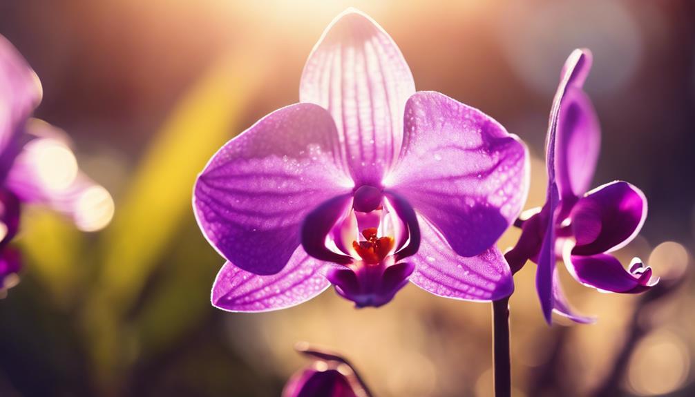 blooming purple orchids glow