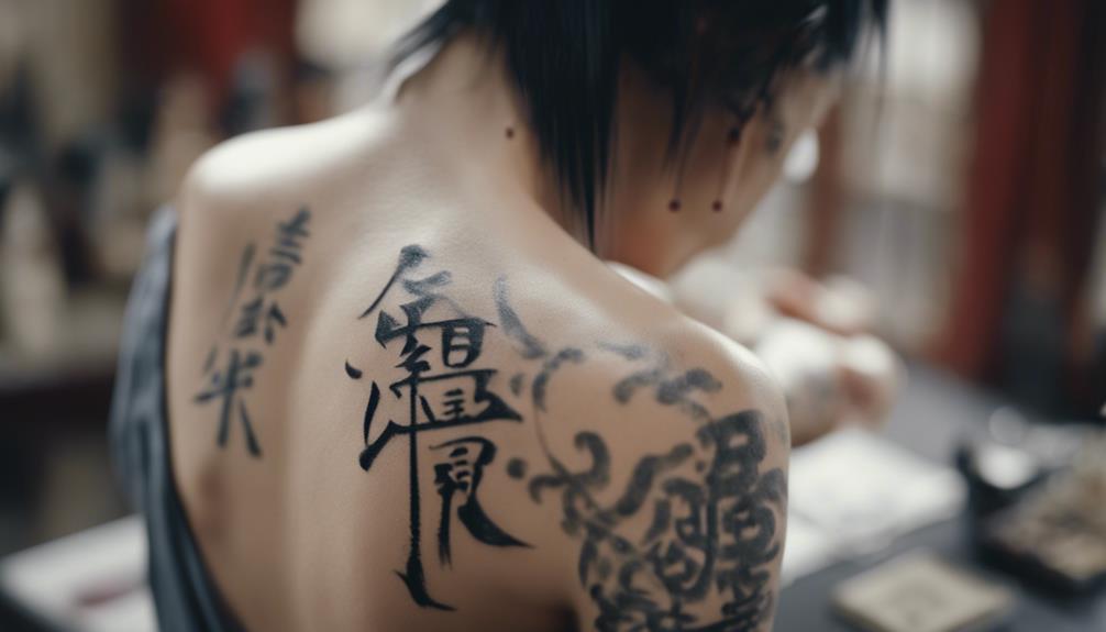 inked with chinese characters