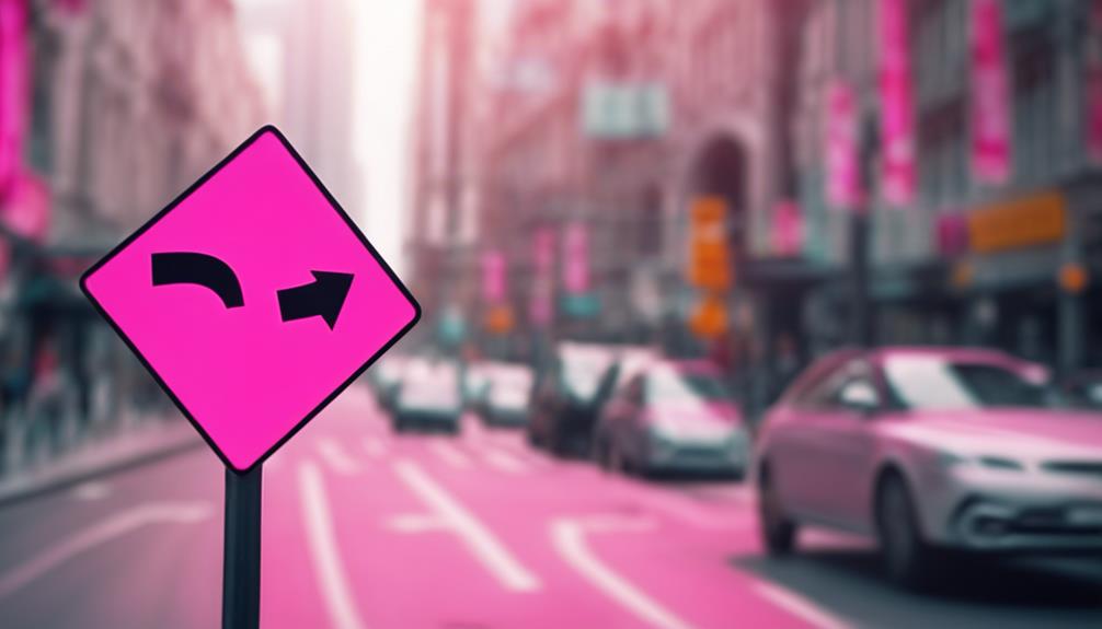 pink road signs rules