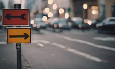 road sign with arrows