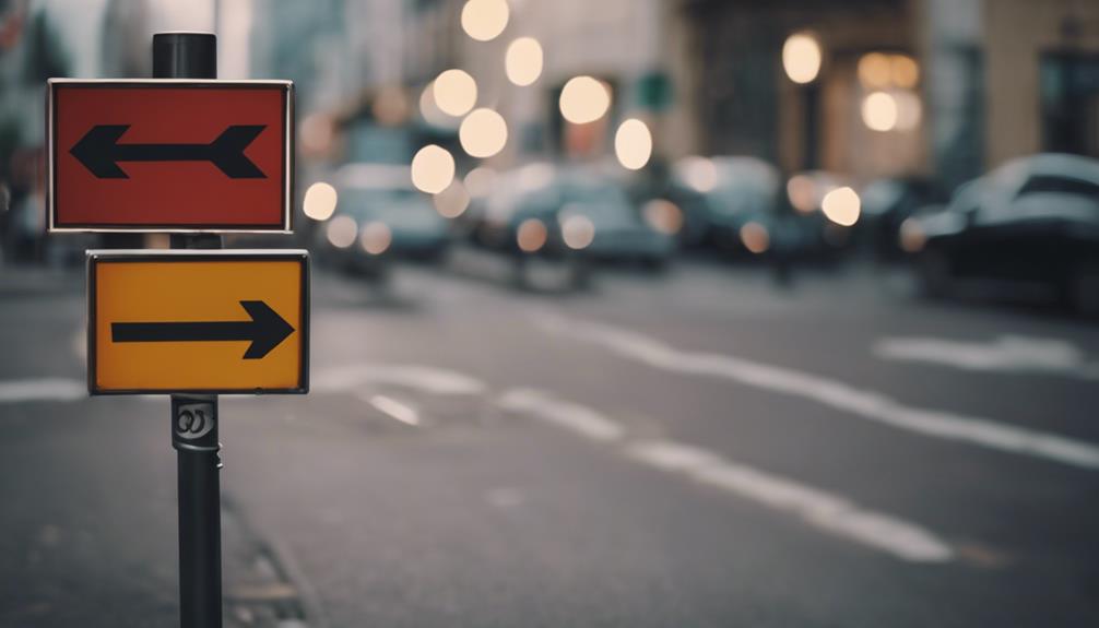 road sign with arrows