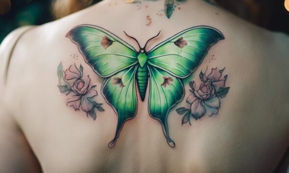 symbolic luna moth tattoo