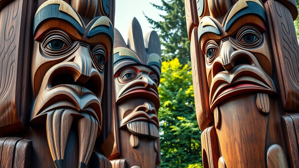 cedar carved storybook poles