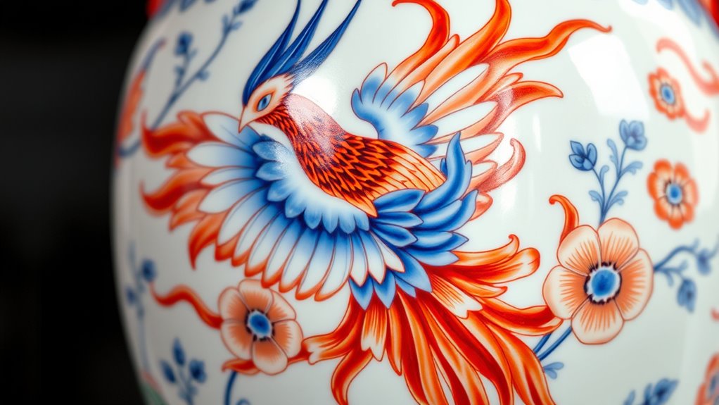 phoenix motif in blue
