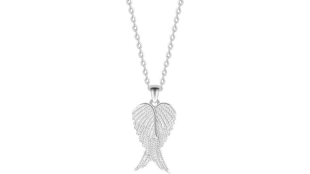 angel wing silver necklace