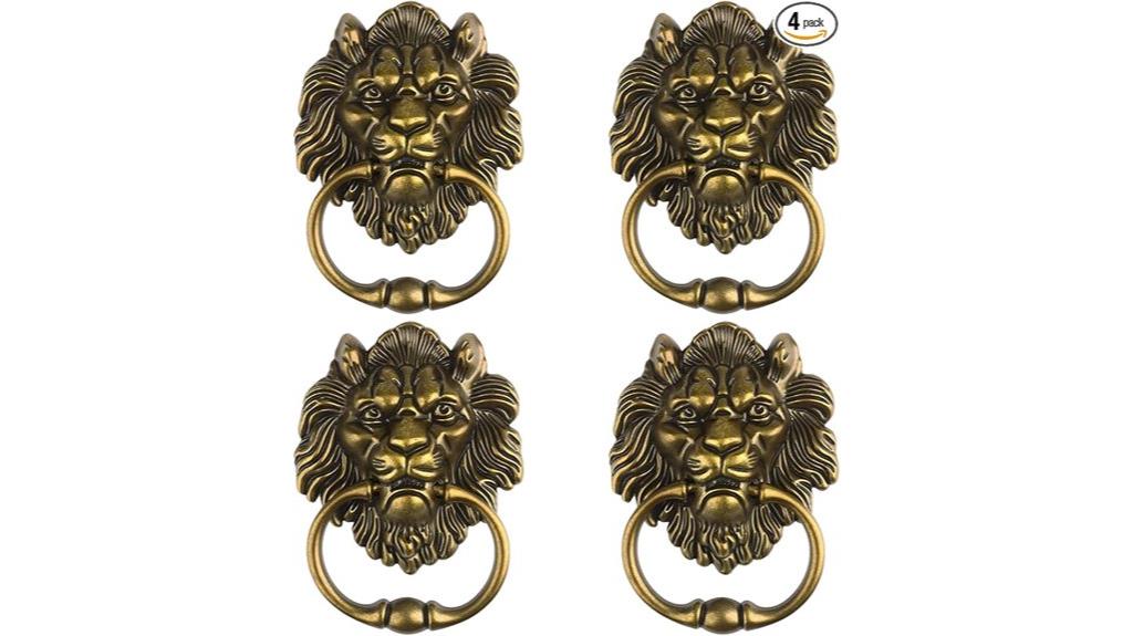 antique bronze lion door