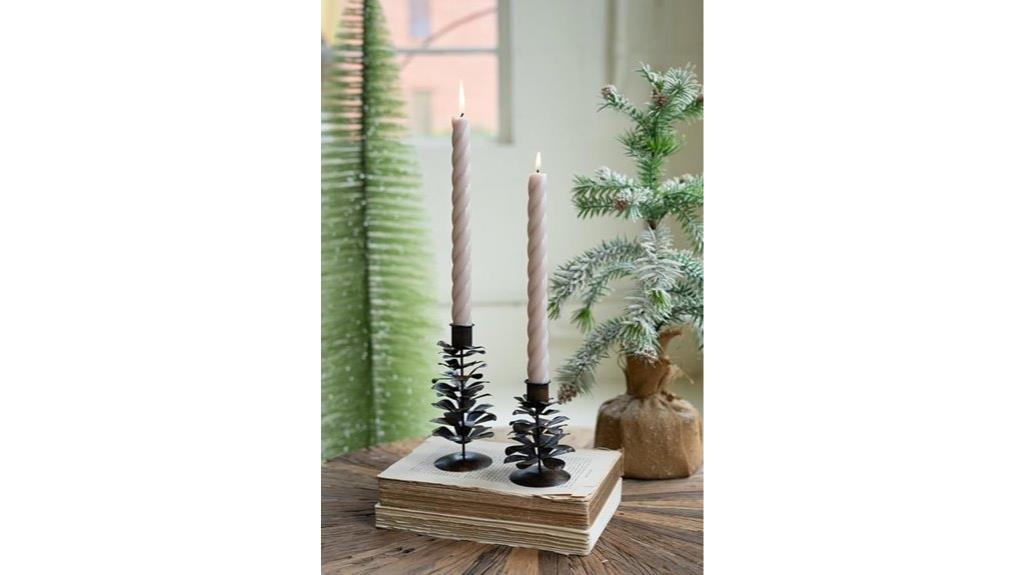 antique brown pine cone holders