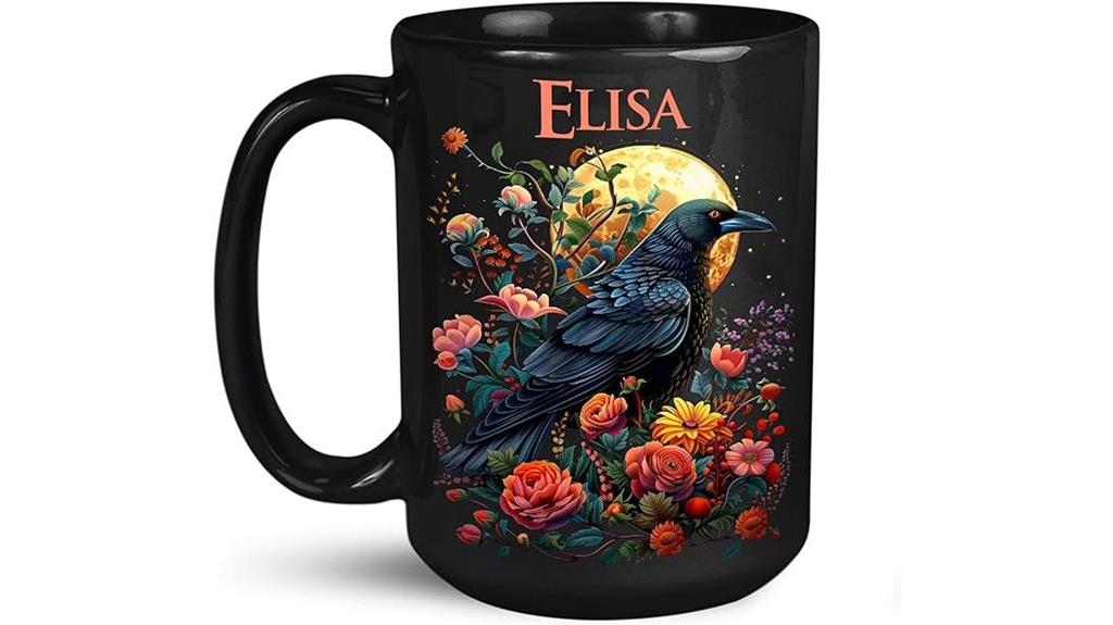 bird themed floral mug