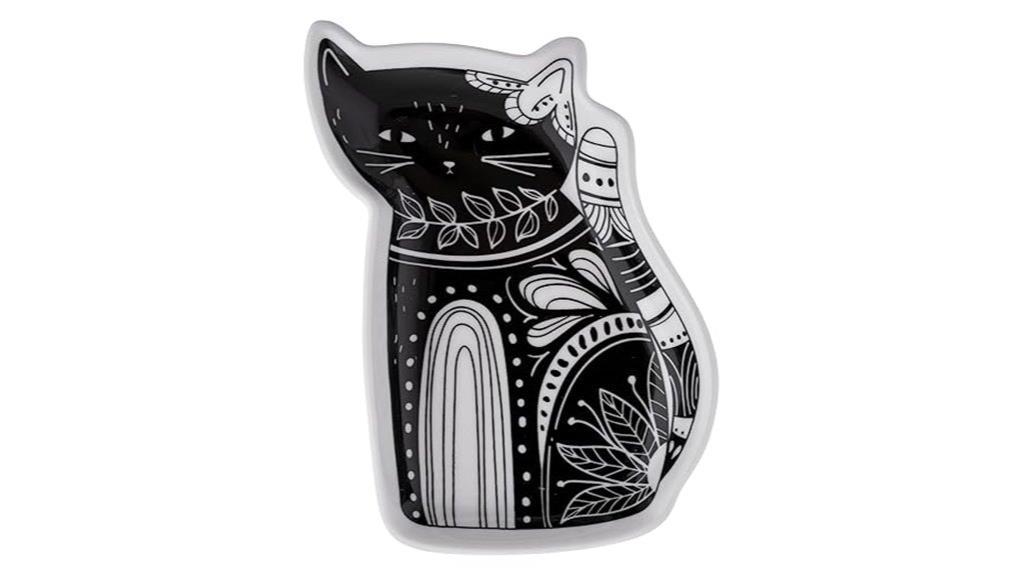 black and white cat dish