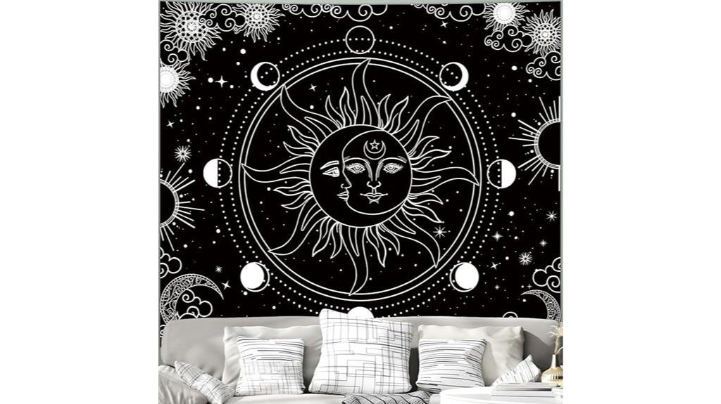 black and white sun tapestry