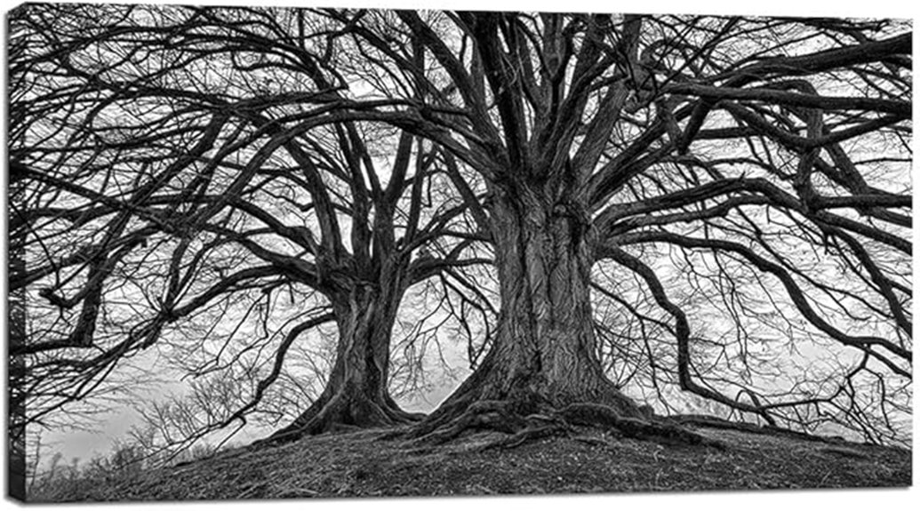 black and white tree canvas