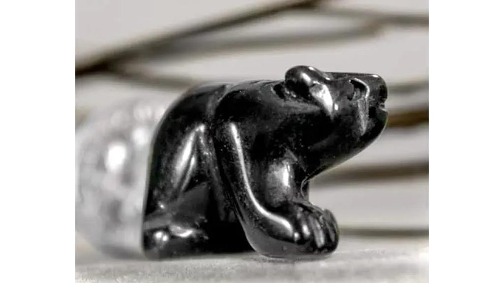 black bear obsidian figurine