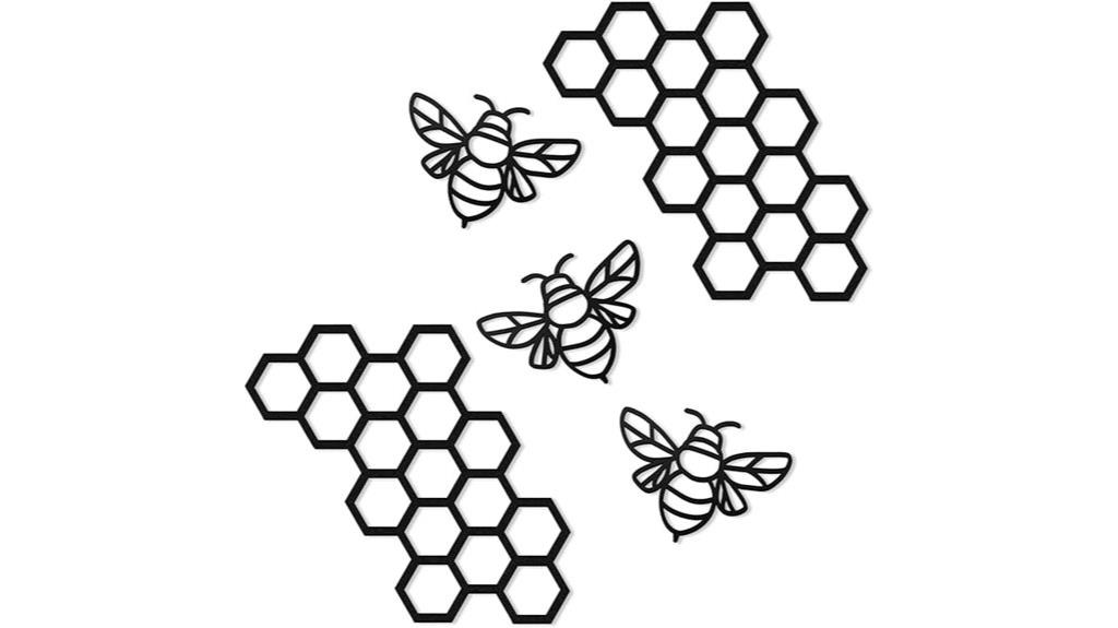 black metal bee wall art