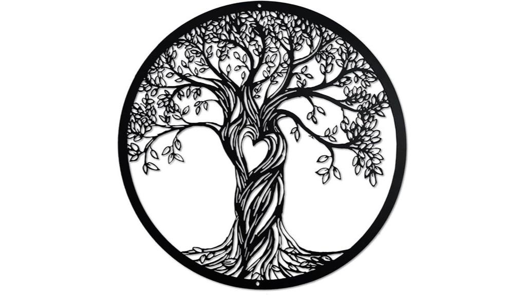 black metal tree sculpture