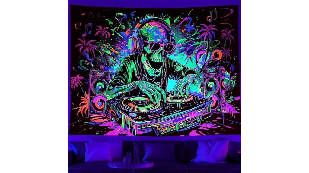 blacklight skull bedroom decor