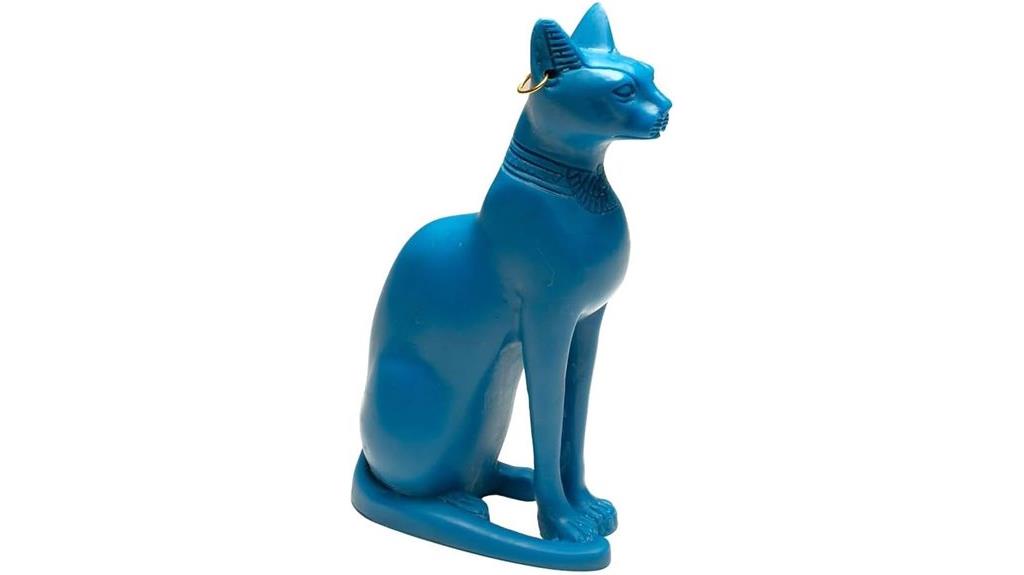 blue bastet cat statue