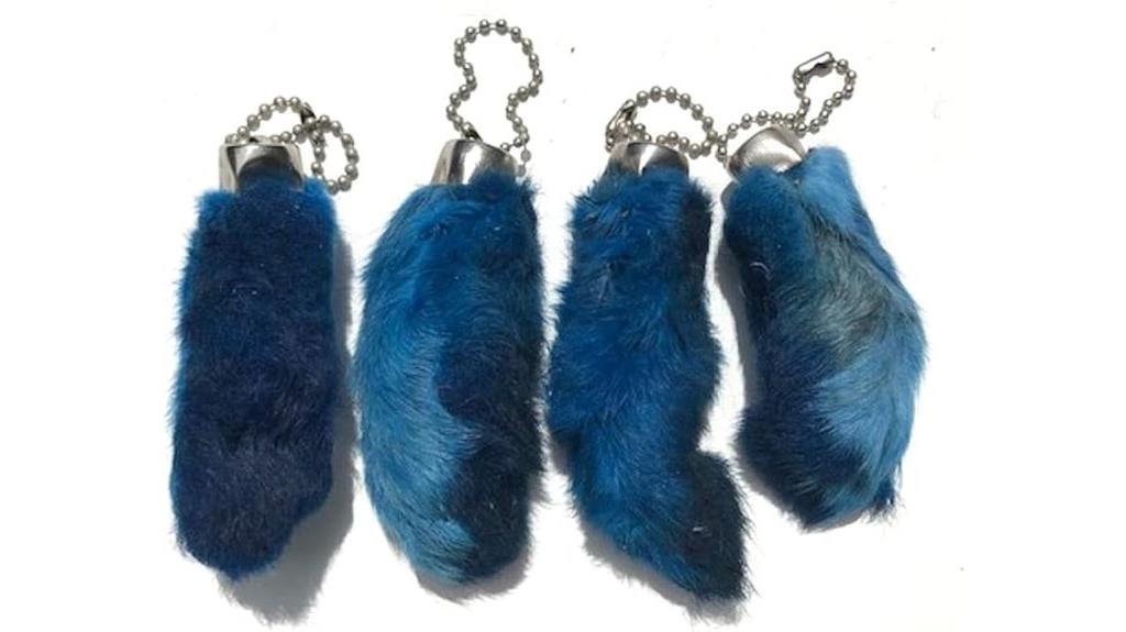 blue rabbit foot keychains
