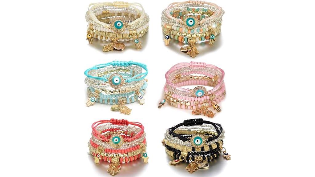 boho bead bracelets set