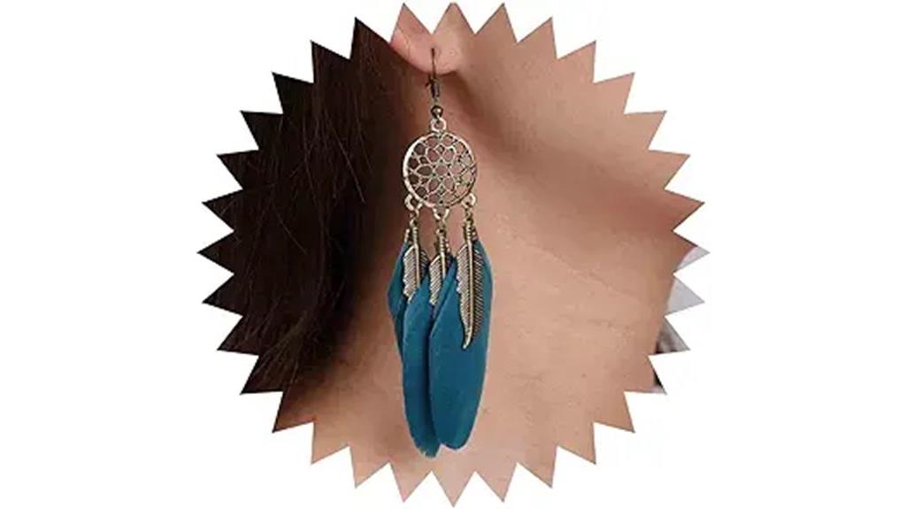 boho tribal feather earrings