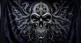 bold skull wall tapestry
