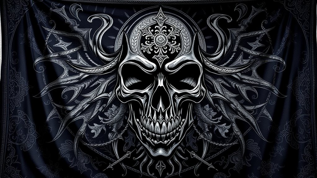 bold skull wall tapestry