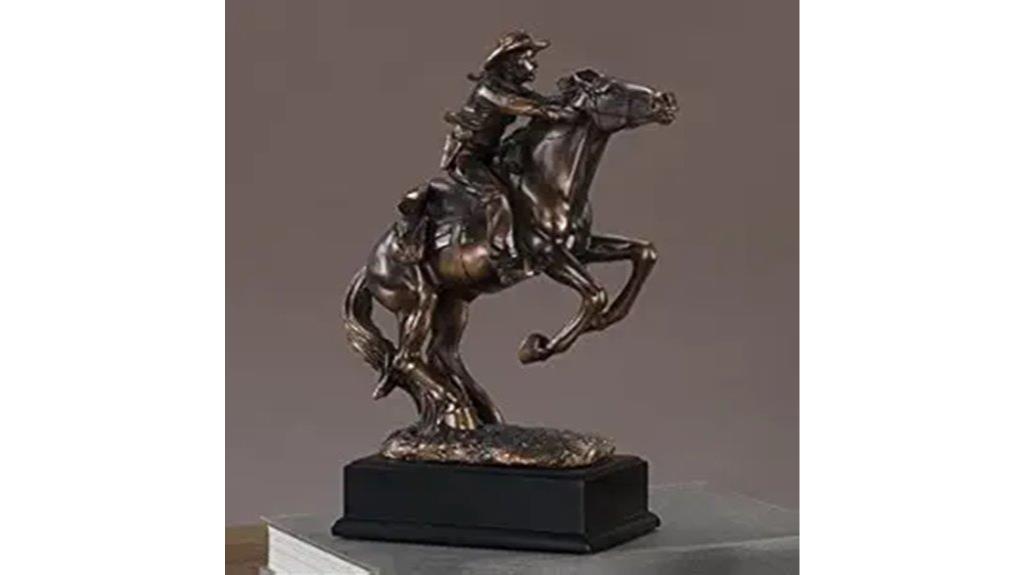 bronze cowboy horse statue