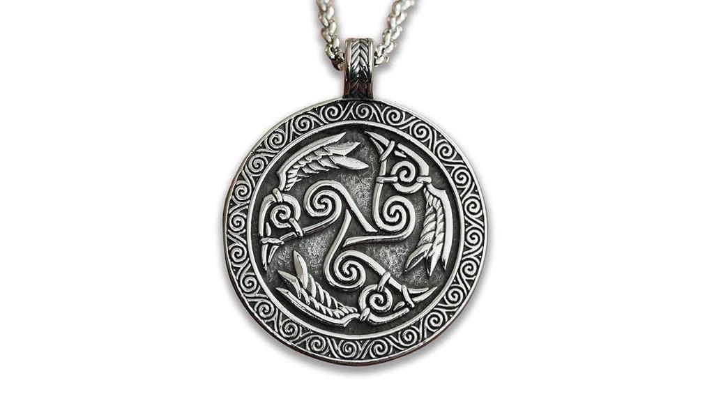 celtic raven triskelion necklace