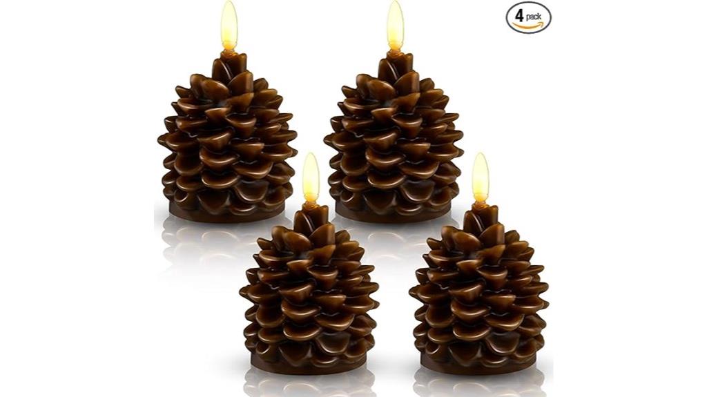 christmas pinecone candle set