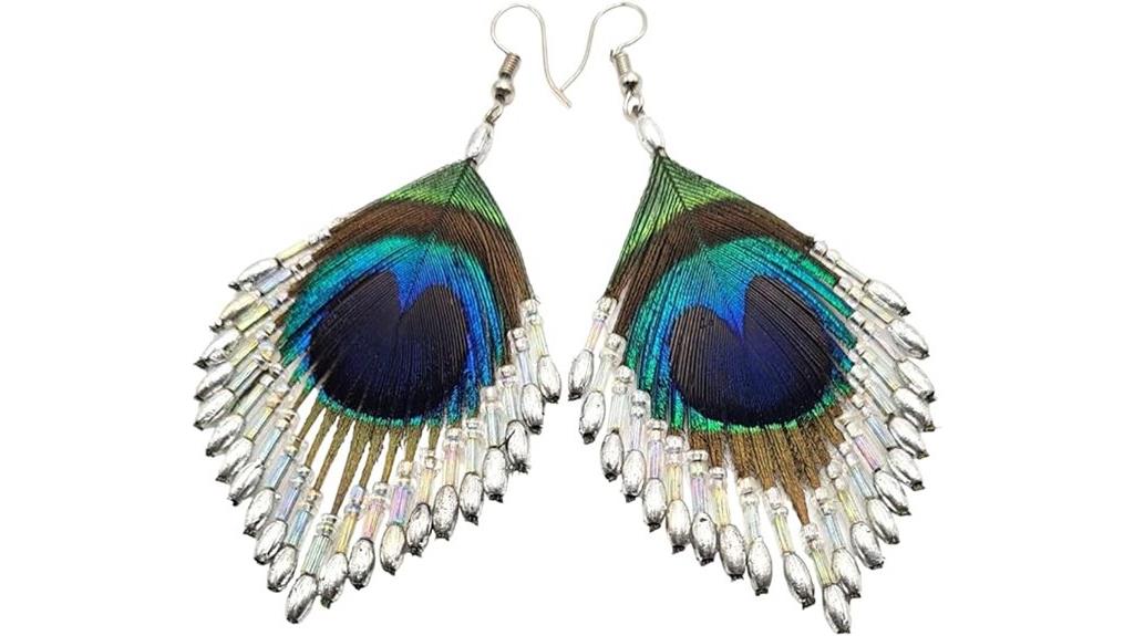 colorful handmade feather earrings