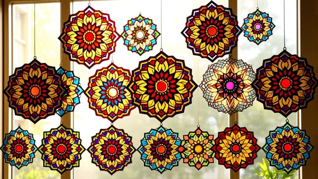 colorful mandala sun catchers