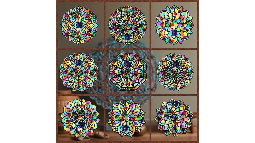 colorful mandala window clings