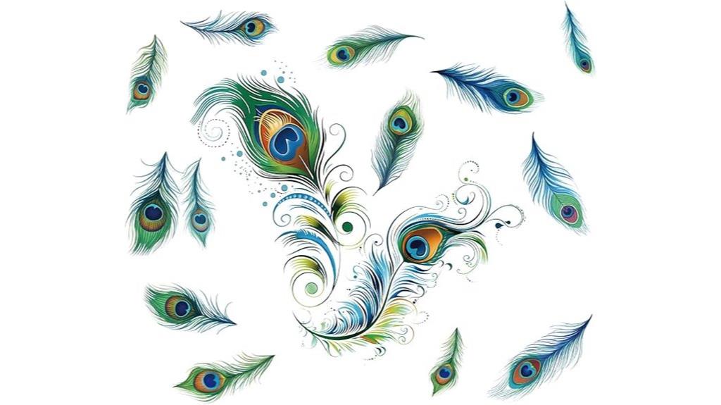 colorful peacock feather decals