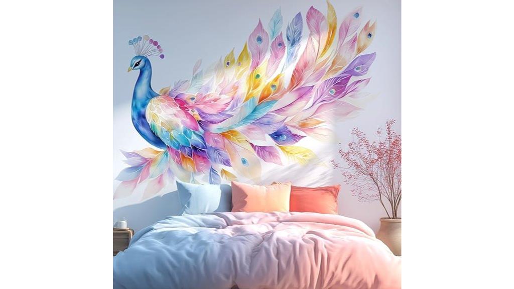 colorful peacock feather decals