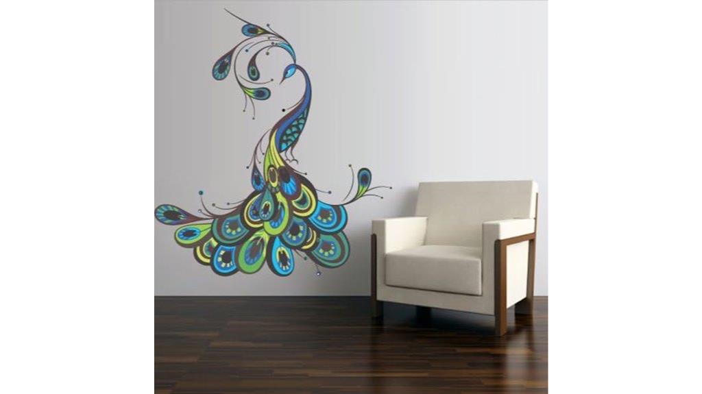 colorful peacock wall decal