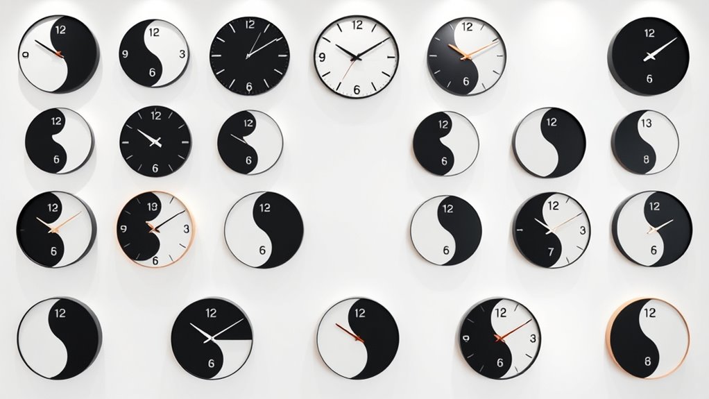 contemporary yin yang clocks