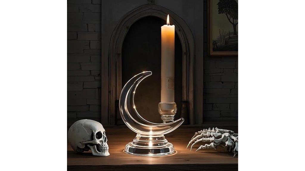 crescent moon glass candleholder