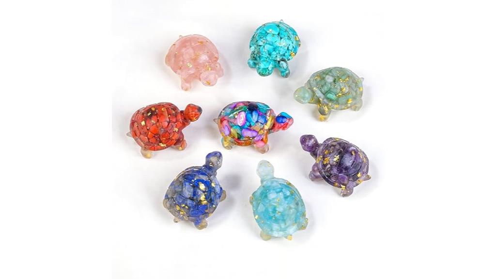 crystal turtle figurines set