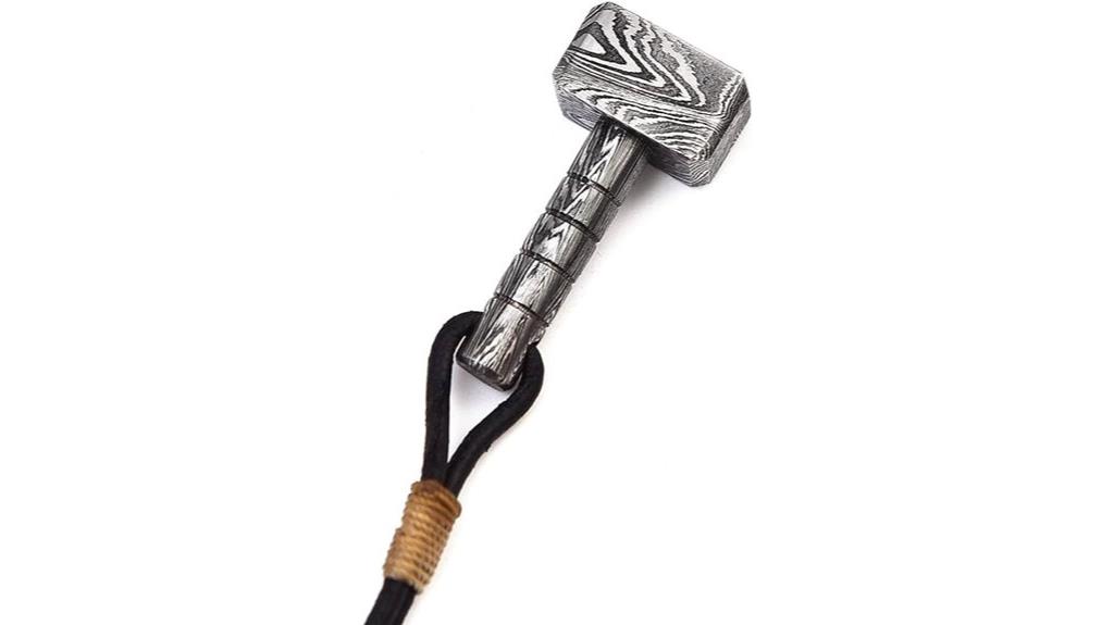 damascus steel hammer necklace