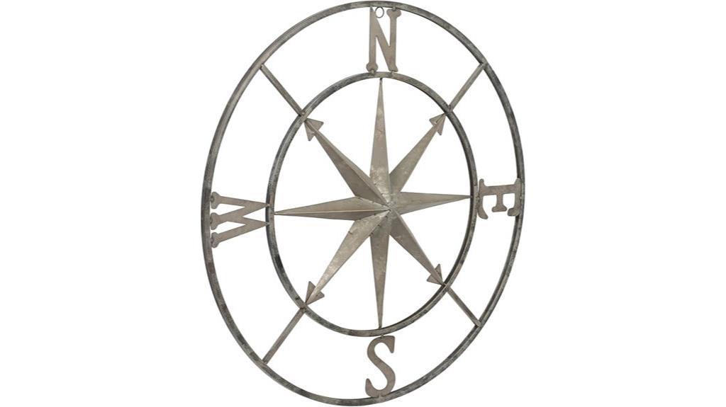 distressed metal compass decor
