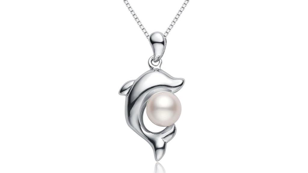 dolphin silver pearl necklace
