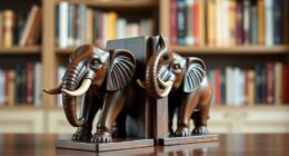 elegant carved elephant bookends