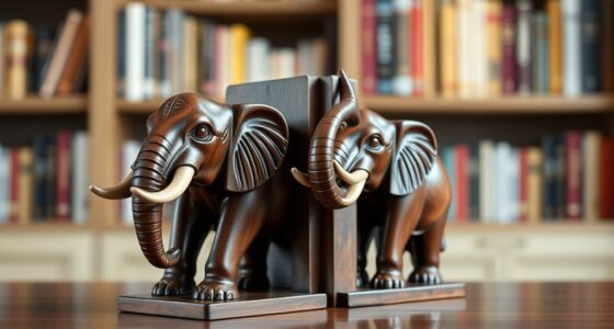 elegant carved elephant bookends