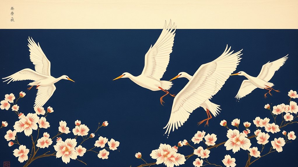 elegant crane wall art