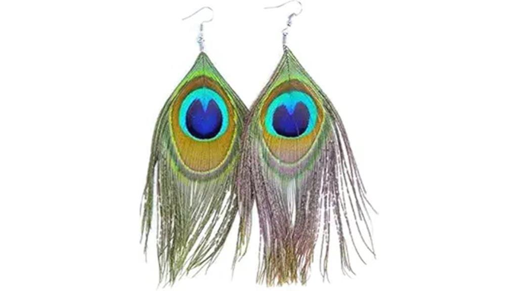 elegant feather dangle earrings
