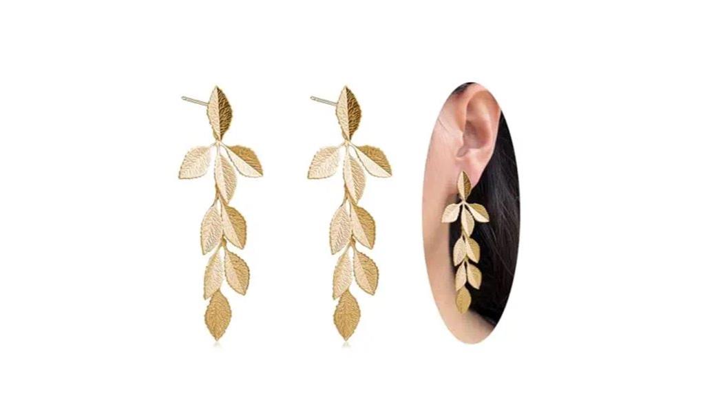 elegant gold leaf earrings