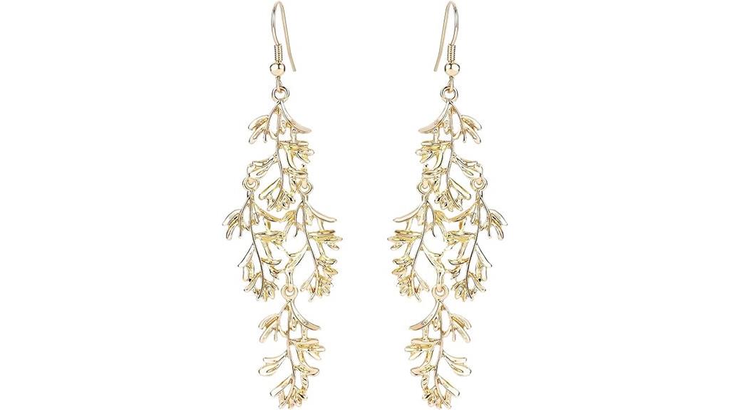 elegant leaf filigree earrings