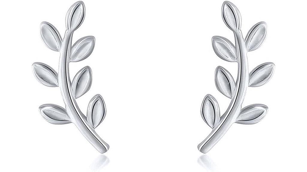 elegant leaf silver earrings
