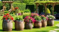 elegant oak barrel garden decor
