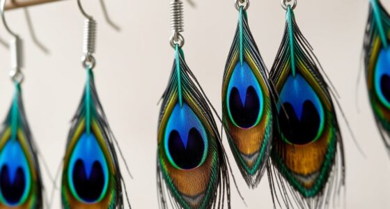 elegant peacock feather earrings