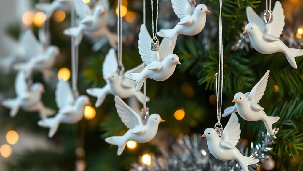 elegant white dove ornaments